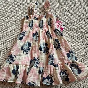 Minnie Mouse NEW Disney Pink Smocked Gauze Tiered Girls Toddler Sundress Sz 18m